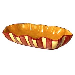 Gail Pittman Southern Living Tuscan Ruffled Oval Bowl Hand Painted Discontinued